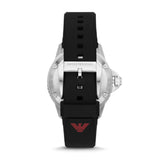 Emporio Armani Red Dial Black Silicone Strap Men Watch AR60070