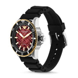 Emporio Armani Red Dial Black Silicone Strap Men Watch AR60070