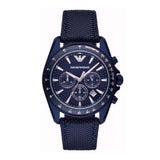 EMPORIO ARMANI CHRONOGRAPH SUNRAY NYLON LEATHER STRAP AR6132 MEN'S WATCH - H2 Hub Watches