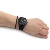 Emporio Armani Black Dial With Black Leather Strap Men Watch AR80057