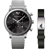 Emporio Armani Black Dial With Mesh Bracelet Strap Men Watch AR80062SET