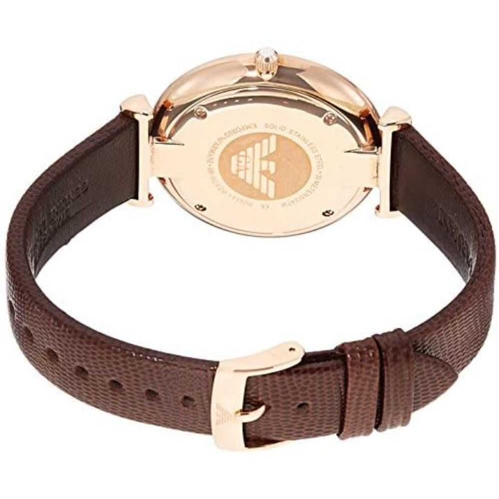 EMPORIO ARMANI AR9042 BROWN LEATHER STRAP COUPLE WATCH SET - H2 Hub Watches