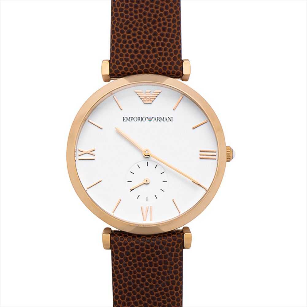 EMPORIO ARMANI AR9042 BROWN LEATHER STRAP COUPLE WATCH SET - H2 Hub Watches