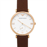 EMPORIO ARMANI AR9042 BROWN LEATHER STRAP COUPLE WATCH SET - H2 Hub Watches