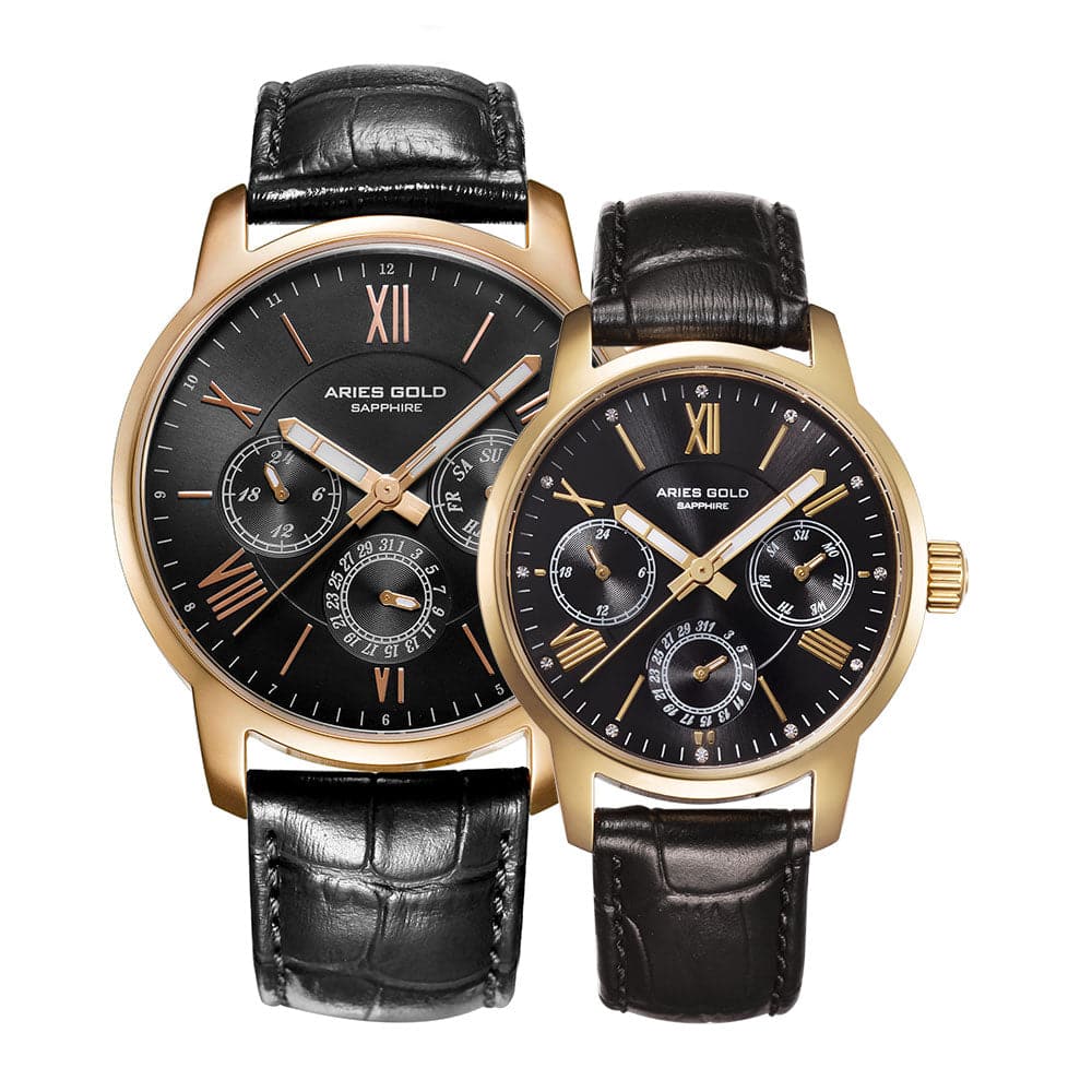 ARIES GOLD URBAN ETERNAL G 103 & B 103 G-BK COUPLE'S WATCHES - H2 Hub Watches