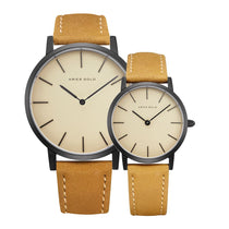 ARIES GOLD URBAN SANTOS G 1022 & L 1023 BK-BEI COUPLE'S WATCHES - H2 Hub Watches