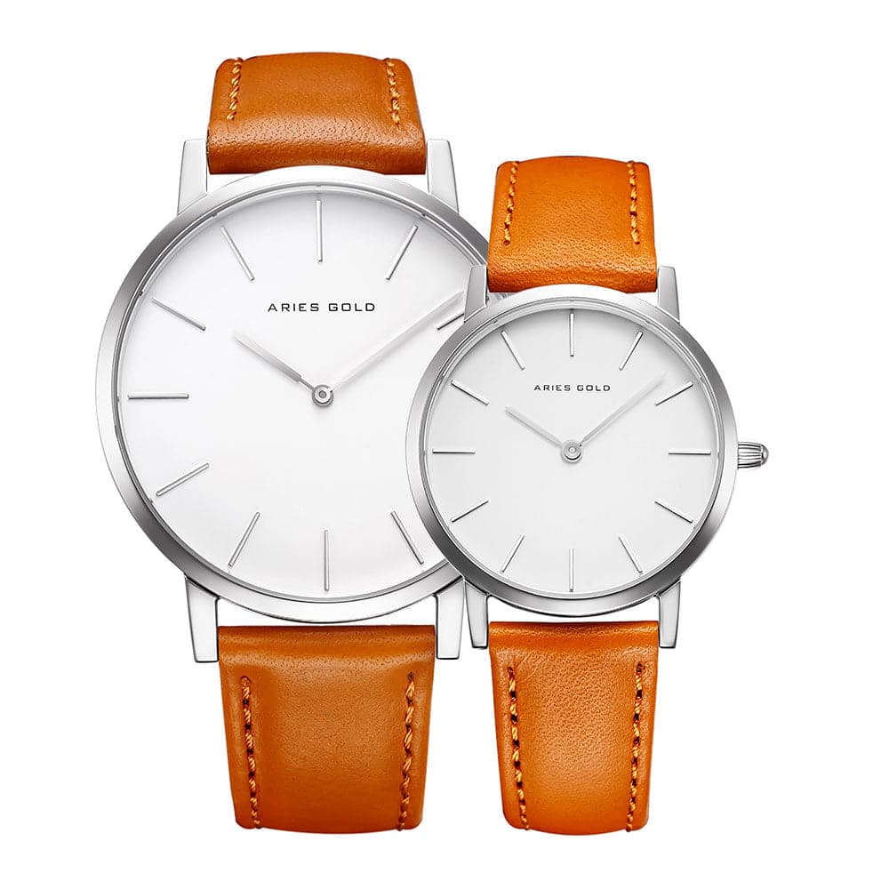 ARIES GOLD URBAN SANTOS G 1022 & L 1023 S-W COUPLE'S WATCHES - H2 Hub Watches