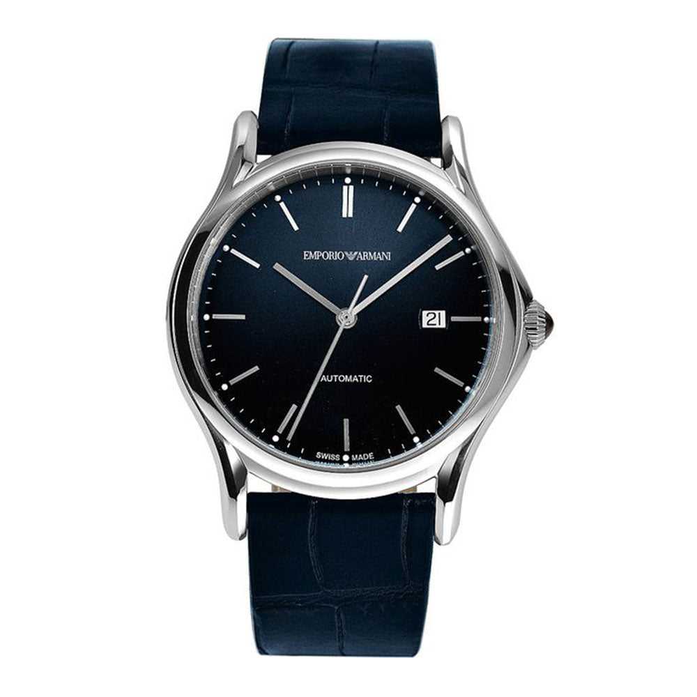 EMPORIO ARMANI CLASSIC ANALOG QUARTZ SILVER STAINLESS STEEL ARS3011 BLUE LEATHER STRAP MEN'S WATCH - H2 Hub Watches