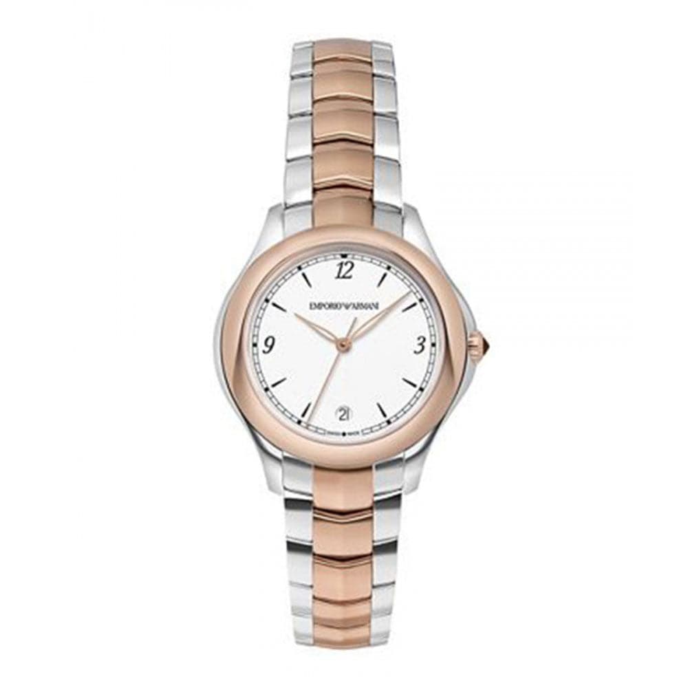 EMPORIO ARMANI ESEDRA AUTOMATIC TWO TONE STAINLESS STEEL ARS8506 WOMEN'S WATCH - H2 Hub Watches