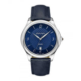EMPORIO ARMANI AUTOMATIC SILVER STAINLESS STEEL ARS8650 BLUE LEATHER STRAP MEN'S WATCH - H2 Hub Watches
