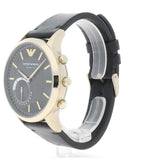 EMPORIO ARMANI CONNECTED AUTOMATIC GOLD STAINLESS STEEL ART3006 BLACK LEATHER STRAP HYBRID SMARTWATCH
