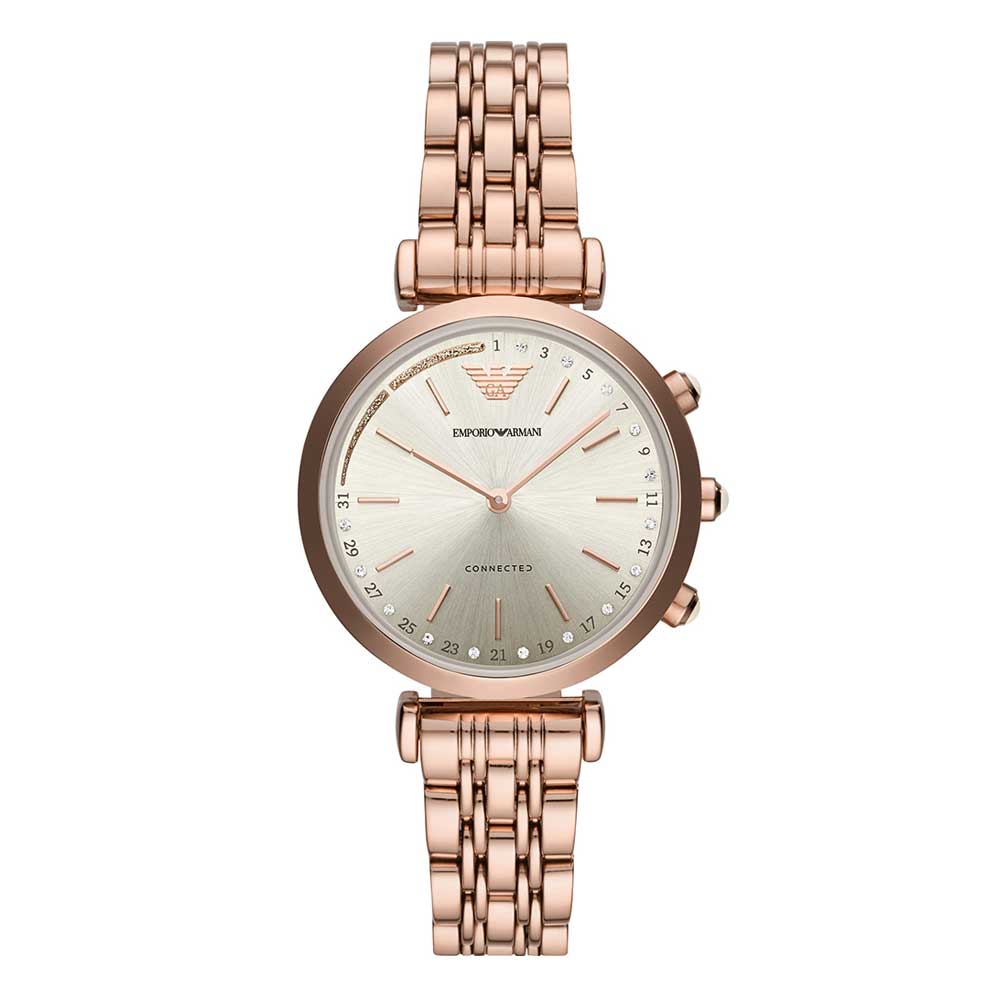 EMPORIO ARMANI ANALOG QUARTZ ROSE GOLD STAINLESS STEEL ART3026 BLACK L H2 Hub