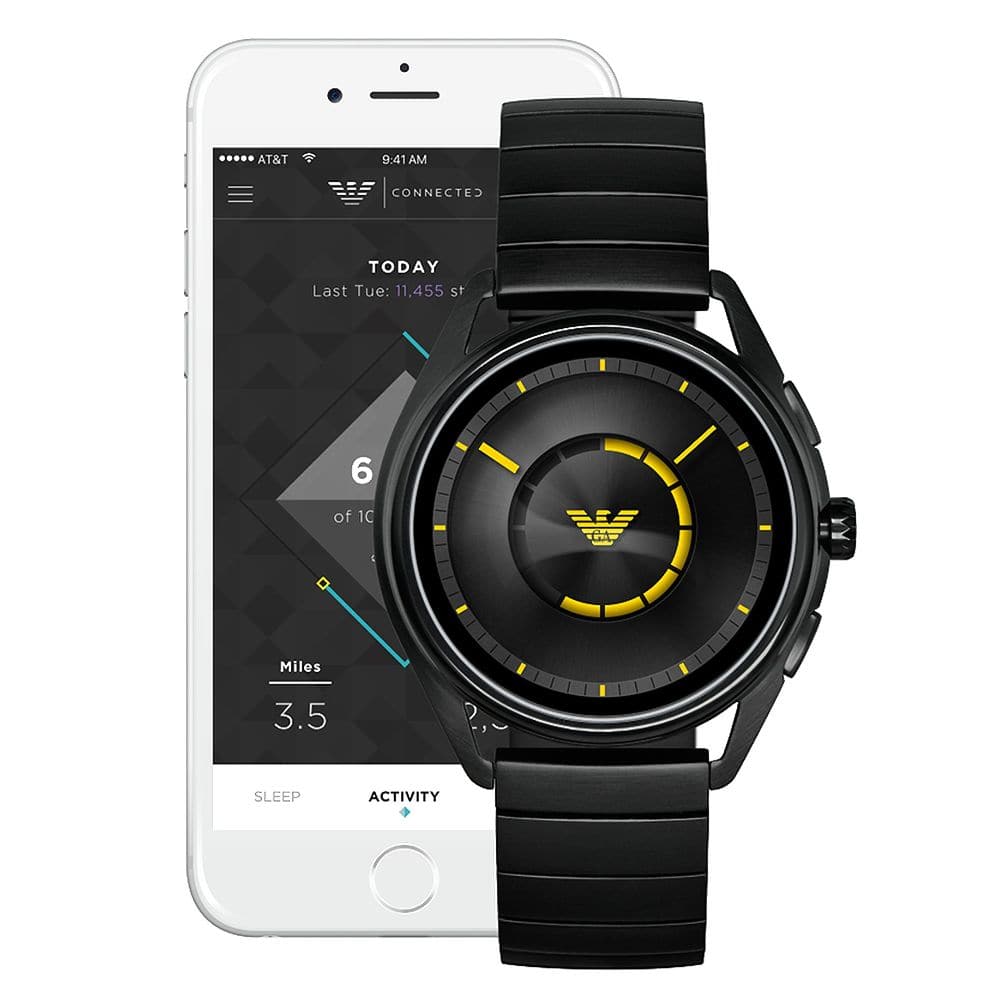 EMPORIO ARMANI CONNECTED ART5007 STAINLESS STEEL PLATED BLACK TOUCH-SCREEN HYBRID MEN'S SMARTWATCH - H2 Hub Watches