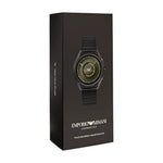 EMPORIO ARMANI ANALOG QUARTZ GUNMETAL STAINLESS STEEL ART5009 BLACK LEATHER STRAP SMARTWATCH - H2 Hub Watches