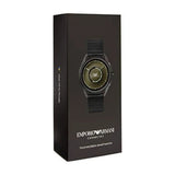 EMPORIO ARMANI ANALOG QUARTZ GUNMETAL STAINLESS STEEL ART5009 BLACK LEATHER STRAP SMARTWATCH - H2 Hub Watches