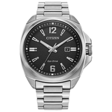 CITIZEN ECO-DRIVE BLACK DIAL STAINLESS STEEL MEN WATCH AW1720-51E
