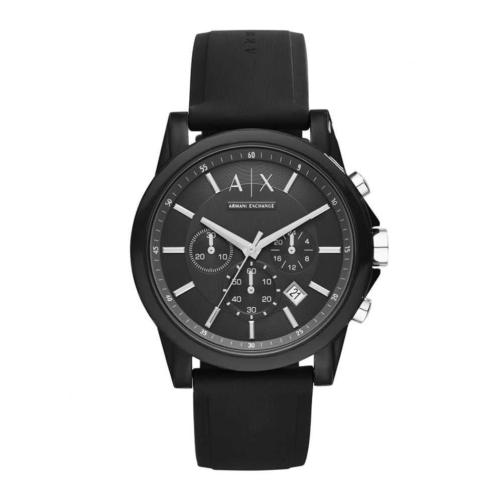 ARMANI EXCHANGE CHRONOGRAPH BLACK STAINLESS STEEL AX1326 RESIN STRAP MEN'S WATCH - H2 Hub Watches