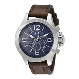ARMANI EXCHANGE CHRONOGRAPH SILVER STAINLESS STEEL AX1505 BROWN LEATHER STRAP MEN'S WATCH - H2 Hub Watches