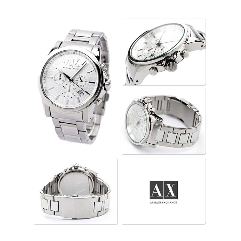 ARMANI EXCHANGE CHRONOGRAPH SILVER STAINLESS STEEL AX2058 MEN'S WATCH - H2 Hub Watches