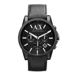 ARMANI EXCHANGE CHRONOGRAPH BLACK STAINLESS STEEL AX2098 LEATHER STRAP MEN'S WATCH - H2 Hub Watches
