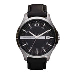 ARMANI EXCHANGE ANALOG QUARTZ SILVER STAINLESS STEEL AX2101 BLACK LEATHER STRAP MEN'S WATCH - H2 Hub Watches