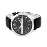 ARMANI EXCHANGE ANALOG QUARTZ SILVER STAINLESS STEEL AX2101 BLACK LEATHER STRAP MEN'S WATCH