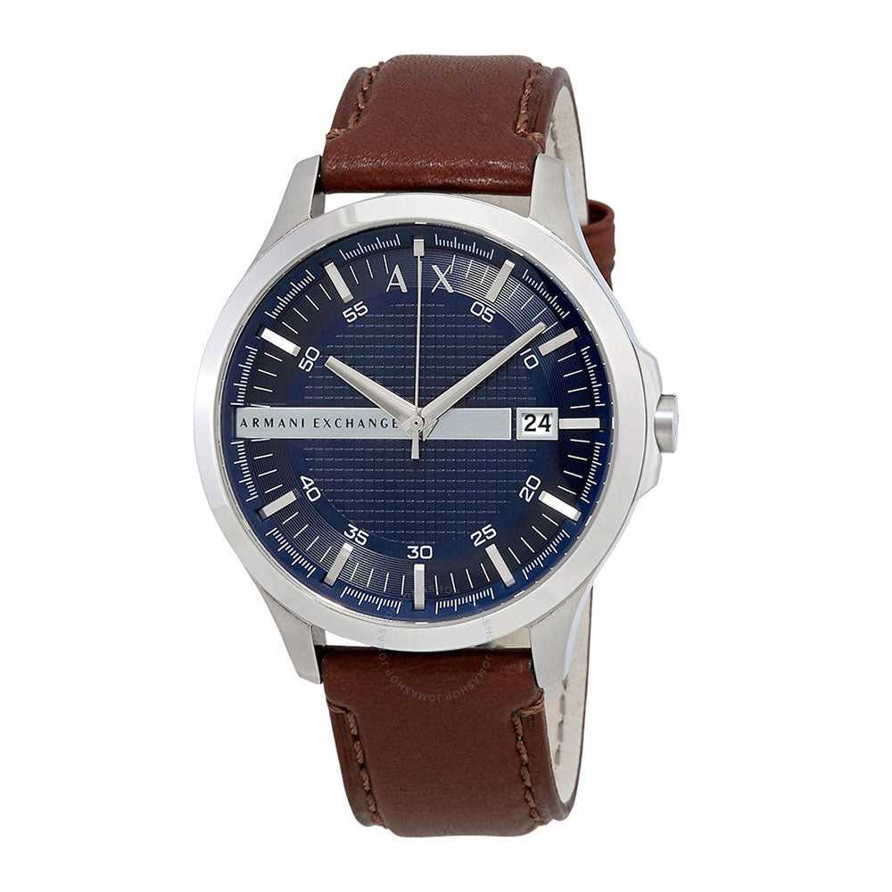 ARMANI EXCHANGE ANALOG QUARTZ SILVER STAINLESS STEEL AX2133 BROWN LEATHER STRAP MEN'S WATCH - H2 Hub Watches