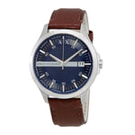ARMANI EXCHANGE ANALOG QUARTZ SILVER STAINLESS STEEL AX2133 BROWN LEATHER STRAP MEN'S WATCH - H2 Hub Watches