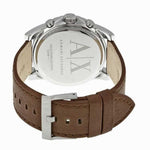 ARMANI EXCHANGE CHRONOGRAPH SILVER STAINLESS STEEL AX2501 BROWN LEATHER STRAP MEN'S WATCH - H2 Hub Watches