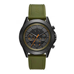 ARMANI EXCHANGE CHRONOGRAPH BLACK STAINLESS STEEL AX2608 GREEN SILICONE STRAP MEN'S WATCH - H2 Hub Watches