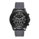ARMANI EXCHANGE CHRONOGRAPH BLACK STAINLESS STEEL AX2609 GREY RUBBER STRAP MEN'S WATCH - H2 Hub Watches