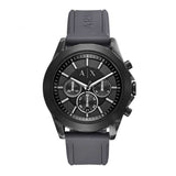 ARMANI EXCHANGE CHRONOGRAPH BLACK STAINLESS STEEL AX2609 GREY RUBBER STRAP MEN'S WATCH - H2 Hub Watches