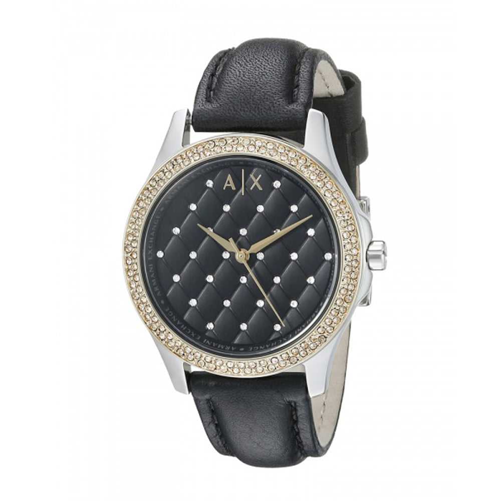 ARMANI EXCHANGE LADY HAMPTON ANALOG QUARTZ TWO TONE STAINLESS STEEL AX5246 LEATHER STRAP WOMEN'S WATCH - H2 Hub Watches