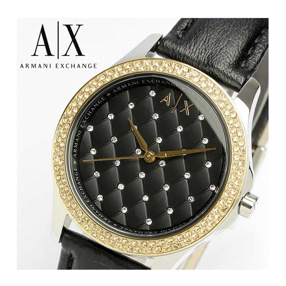 ARMANI EXCHANGE LADY HAMPTON ANALOG QUARTZ TWO TONE STAINLESS STEEL AX5246 LEATHER STRAP WOMEN'S WATCH - H2 Hub Watches