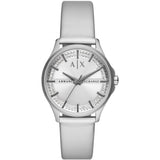 Armani Exchange Silver Leather Strap Women Watch AX5270