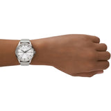 Armani Exchange Silver Leather Strap Women Watch AX5270