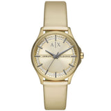 Armani Exchange Gold Dial And Leather Strap Women Watch AX5271