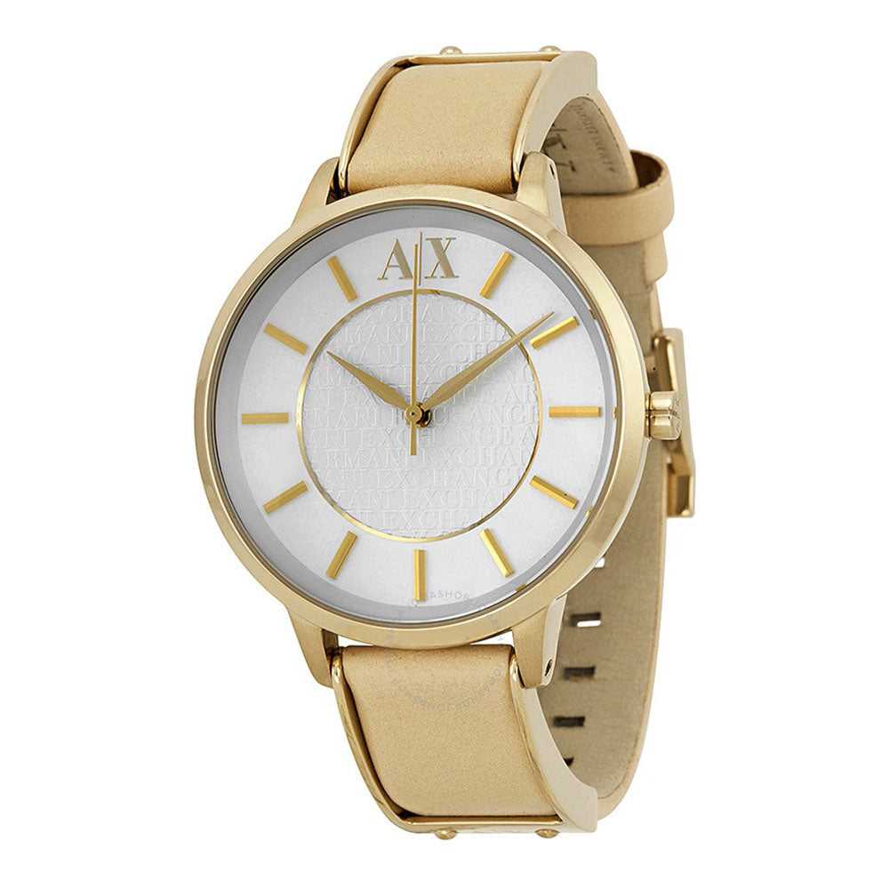 ARMANI EXCHANGE ANALOG QUARTZ GOLD STAINLESS STEEL AX5301 LEATHER STRAP WOMEN'S WATCH - H2 Hub Watches