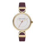 ARMANI EXCHANGE ANALOG QUARTZ GOLD STAINLESS STEEL AX5326 PURPLE LEATHER STRAP WOMEN'S WATCH - H2 Hub Watches