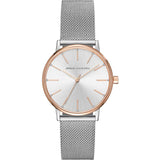 ARMANI EXCHANGE GOLD STAINLESS STEEL AX5537 SILVER MESH STRAP WOMEN'S WATCH