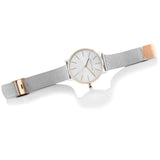 ARMANI EXCHANGE GOLD STAINLESS STEEL AX5537 SILVER MESH STRAP WOMEN'S WATCH