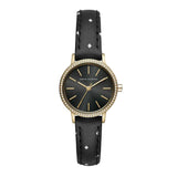 ARMANI EXCHANGE GOLD STAINLESS STEEL AX5543 BLACK LEATHER STRAP WOMEN'S WATCH - H2 Hub Watches