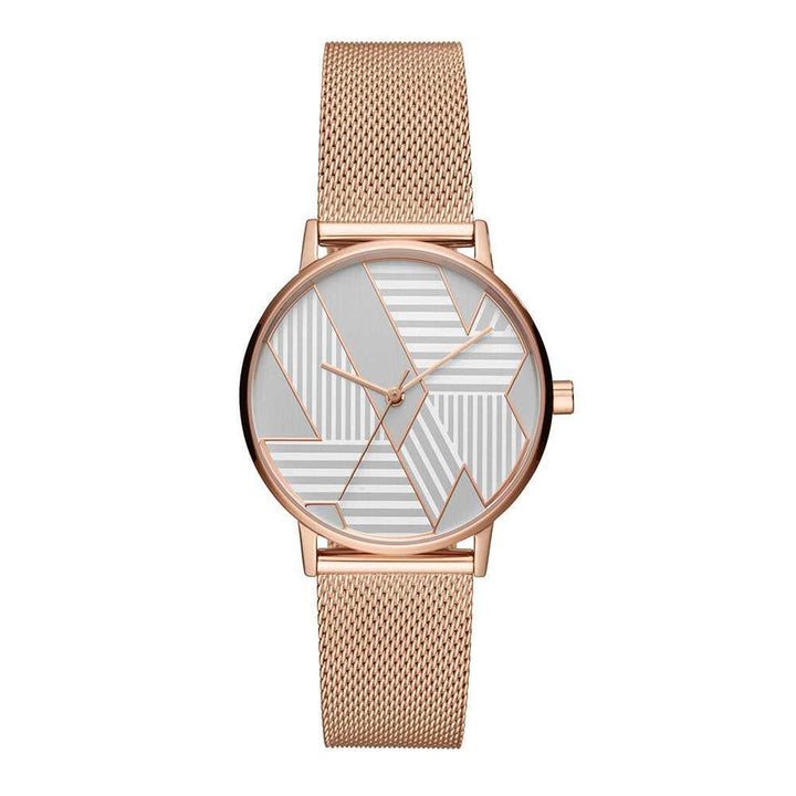 ARMANI EXCHANGE ANALOG QUARTZ ROSE GOLD STAINLESS STEEL AX5550 MESH STRAP WOMEN'S WATCH - H2 Hub Watches