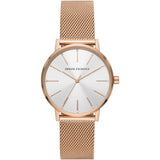 Armani Exchange Silver Dial Rose Gold Milanese Strap Women Watch AX5573