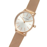 Armani Exchange Silver Dial Rose Gold Milanese Strap Women Watch AX5573