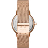 Armani Exchange Silver Dial Rose Gold Milanese Strap Women Watch AX5573