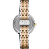 ARMANI EXCHANGE THREE-HAND TRI-TONE STAINLESS STEEL WOMEN WATCH