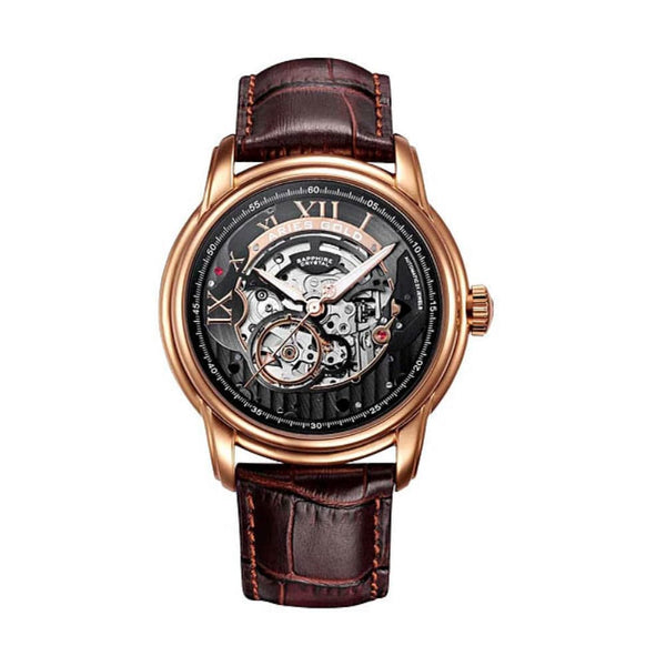 ARIES GOLD AUTOMATIC INFINUM EL TORO GOLD STAINLESS STEEL G 9005A RG-BK BROWN LEATHER STRAP MEN'S WATCH