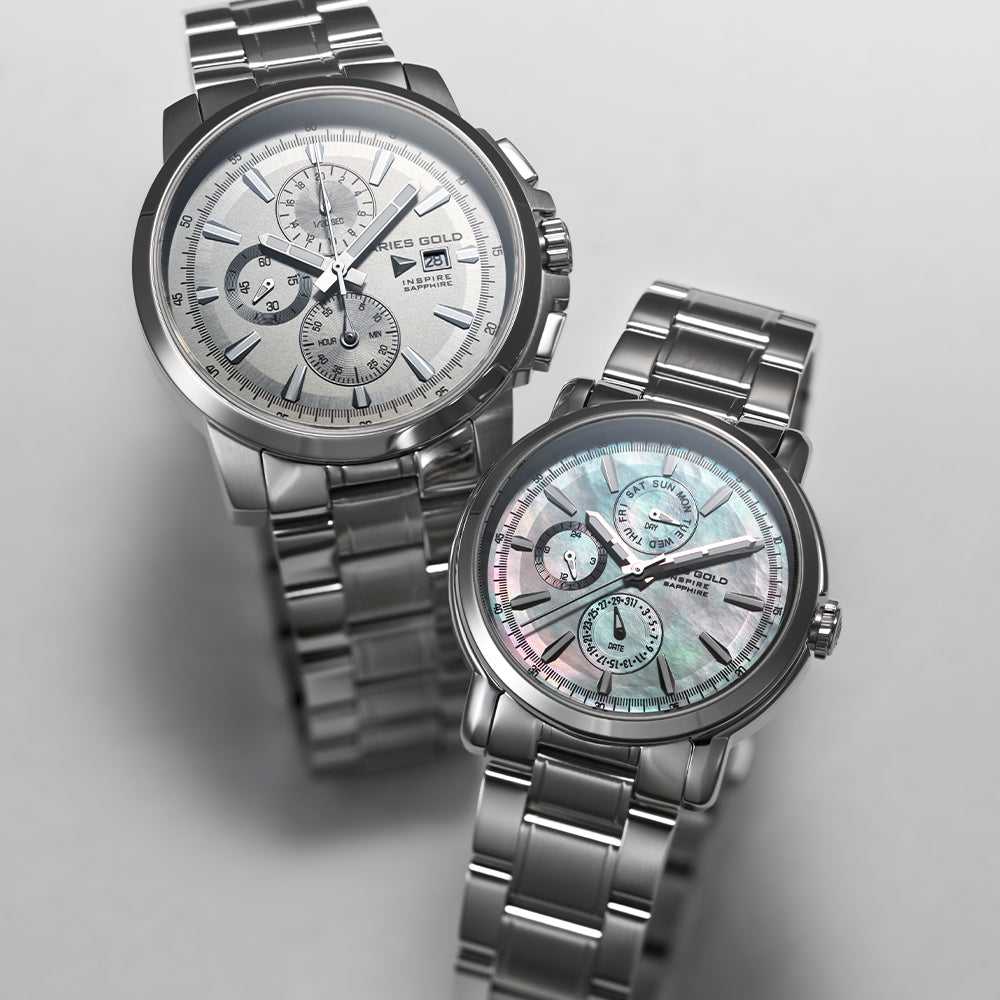 ARIES GOLD SILVER STAINLESS STEEL B 7302 S-MOP WOMEN'S WATCH - H2 Hub Watches