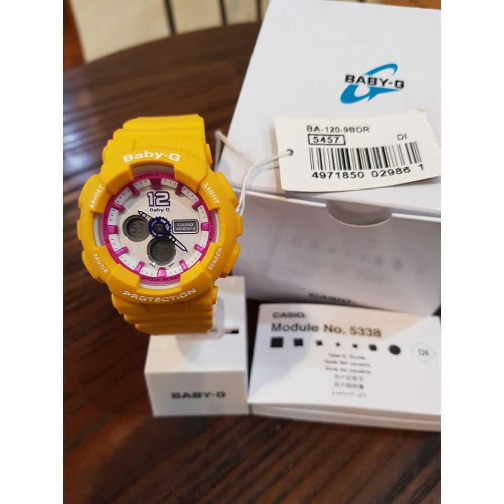 CASIO BABY-G BA-120-9BDR DIGITAL QUARTZ YELLOW RESIN WOMEN'S WATCH - H2 Hub Watches